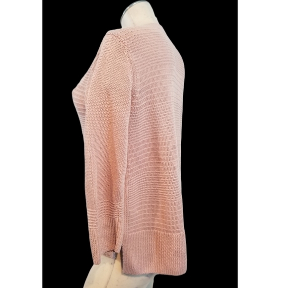 Tahari Size L Pink Linen Knit Top Sweater - Picture 4 of 5